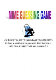 English Worksheet: Mime Guessing cards