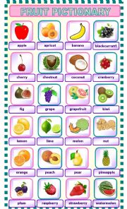 English Worksheet: FRUIT PICTIONARY