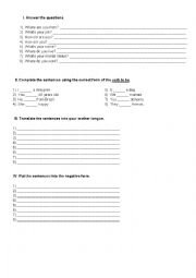 English Worksheet: revision giving personal info