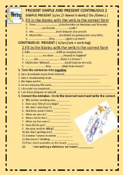 English Worksheet: PRESENT SIMPLE VS CONTINUOUS 2