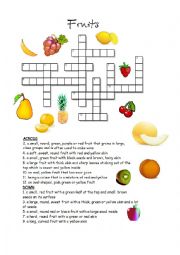 Fruits (1) CROSSWORD with answer key