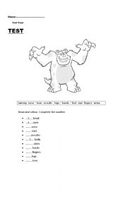 English Worksheet: parts of the body