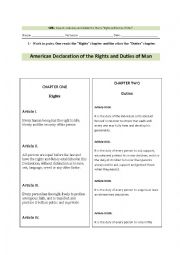 English Worksheet: The rights and duties of Man