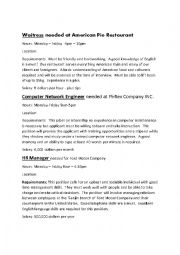 English Worksheet: Job adverts