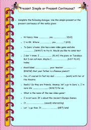 English Worksheet: Present Simple or Present Continuous?