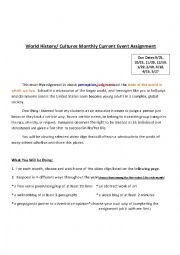 English Worksheet: Monthly Current Event Assignment