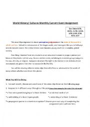 English Worksheet: Monthly Current Event Assignment