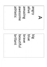 English Worksheet: Adjective Alphabet List 