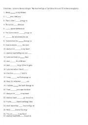 English Worksheet: my heart will go on close activity