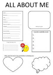 English Worksheet: all about me