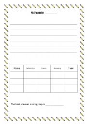 English Worksheet: My Favourite