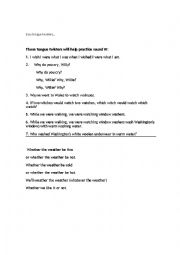 English Worksheet: Tongue twisters with the letter 