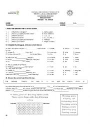 English Worksheet: diagnostic test 