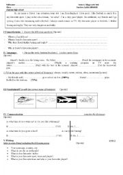 English Worksheet: diagnostic test