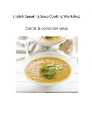 Carrot and Coriander Soup - a cooking verb gap fill