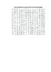 English Worksheet: wordsearch. the songs