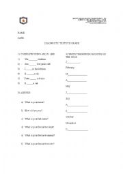 English Worksheet: diagnostic test 5th grade