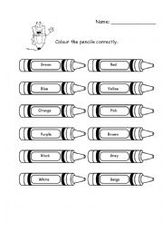 English Worksheet: Color the pencils.