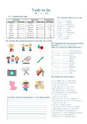 English Worksheet: Verb to be (am, is are)