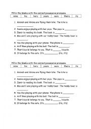 English Worksheet: possessive pronouns