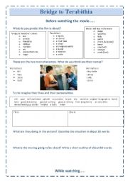 English Worksheet: Movie Project Bridge to Terabithia