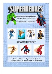 English Worksheet: superheroes