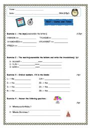 English Worksheet: Test about dates and times