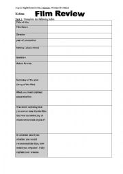 English Worksheet: Film review