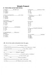 English Worksheet: SIMPLE PRESENT EXERCISES