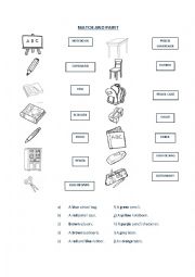 Classroom Objects - Match and Paint