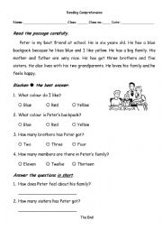 English Worksheet: Reading comprehension_Best friend