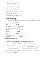 English Worksheet: verb to have