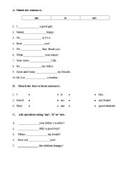 English Worksheet: verb to be