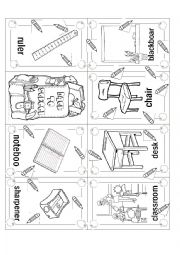 English Worksheet: School supplies 2 minibook