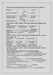 English Worksheet: prefixes