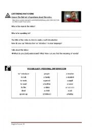 English Worksheet: Introductions