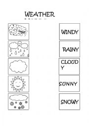 English Worksheet: Weather Words Coloring Page