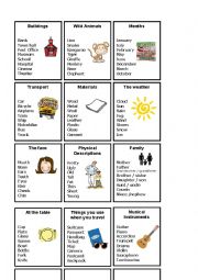 English Worksheet: List Game cards
