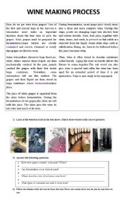 English Worksheet: wine making process