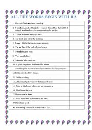 English Worksheet: All the words start with B 2