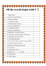 English Worksheet: All the words begin with C 2