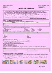English Worksheet: the first term examination for first year