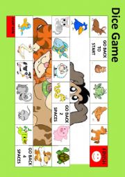 English Worksheet: ANIMAL BOARD GAME