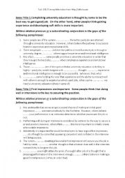 English Worksheet: Paraphrasing of IELTS Task 2 Essay Titles (using relative pronouns and subordinators)
