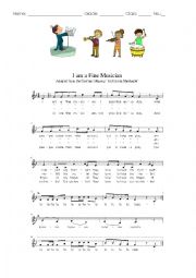 English Worksheet: I am a Fine Musician - part 2