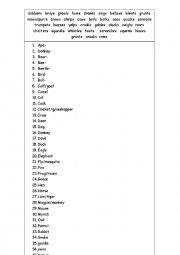 English Worksheet: animals and their youngs