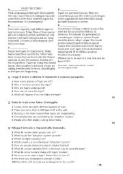 English Worksheet: save the tiger