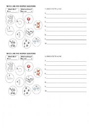 English Worksheet: Match, ask and answer