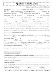 English Worksheet: Apartheid