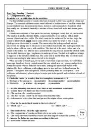 English Worksheet: comets 